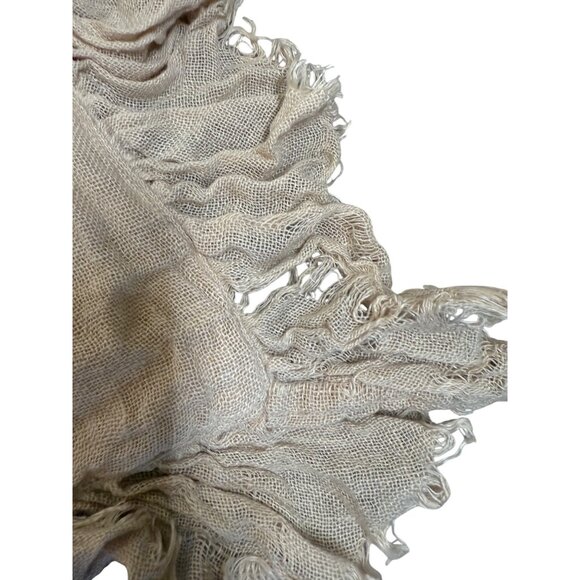 2 Wamsutta Vintage 1846 Beige Frayed Ruffle  Linen Euro Pillow Shams Boho Chic - Picture 4 of 15
